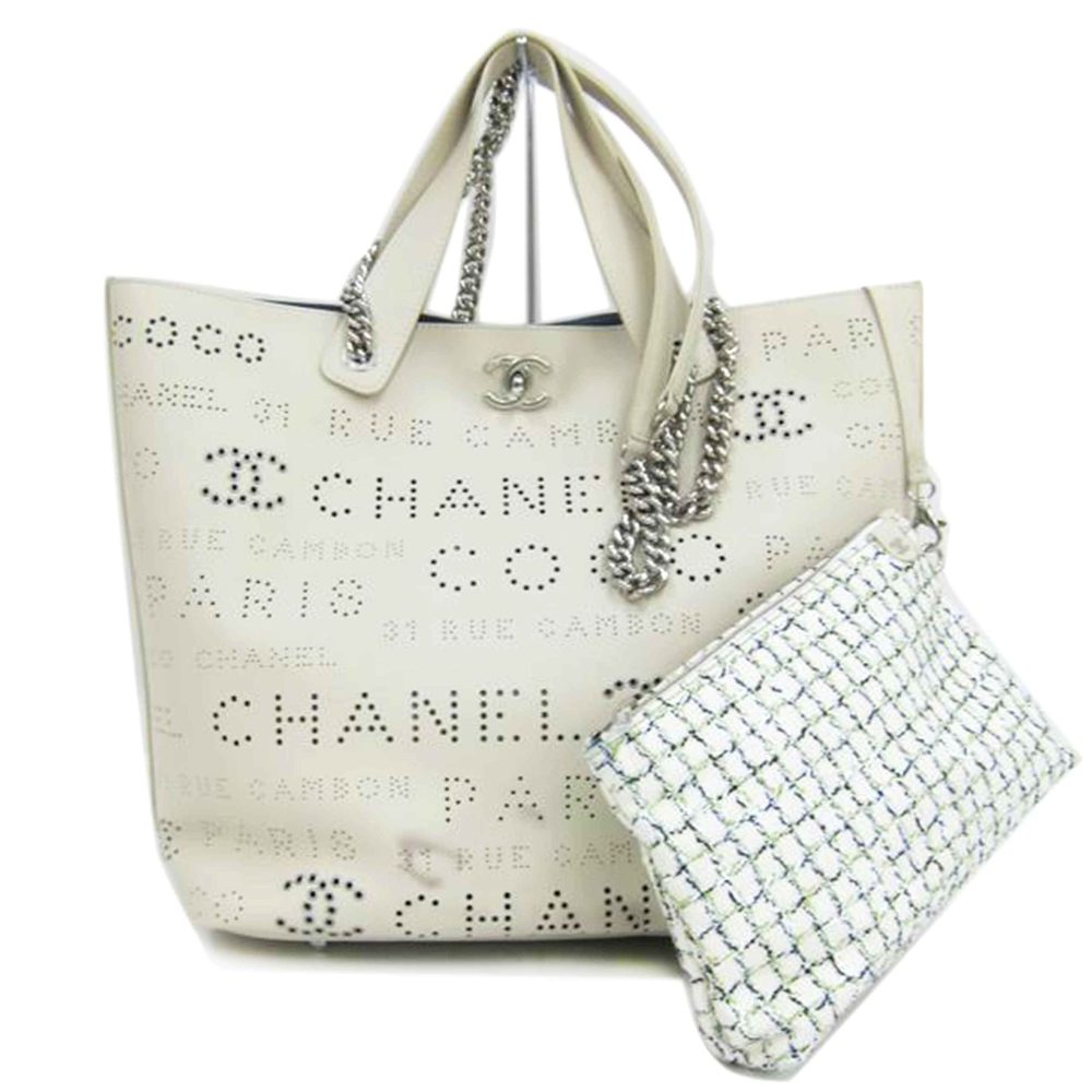 Chanel Punching Leather Tote Bag